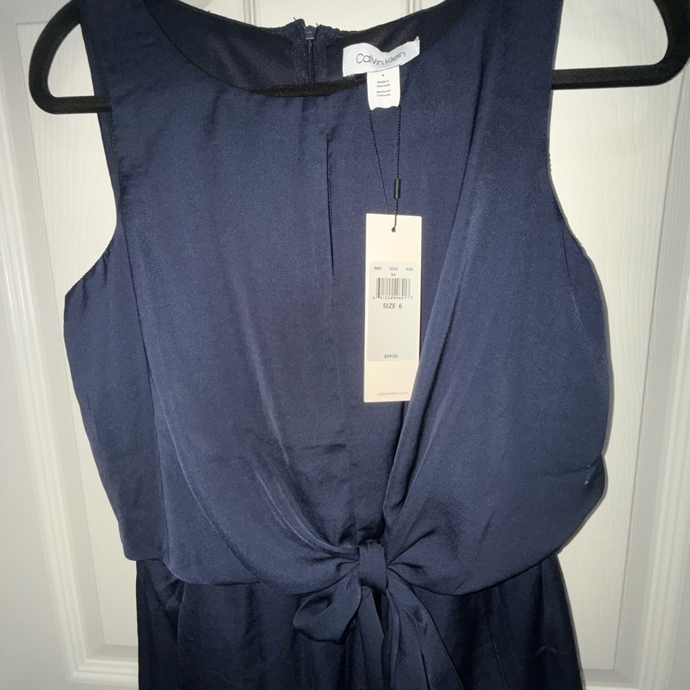 Calvin Klein Navy Blue Sleeveless Sundress for Wedding Guest